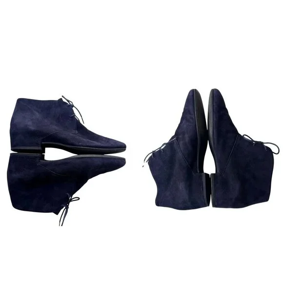 Aquatalia Blue Suede Chukka Boots Lace Up Ladies Sz 6 Italy  display picture 1
